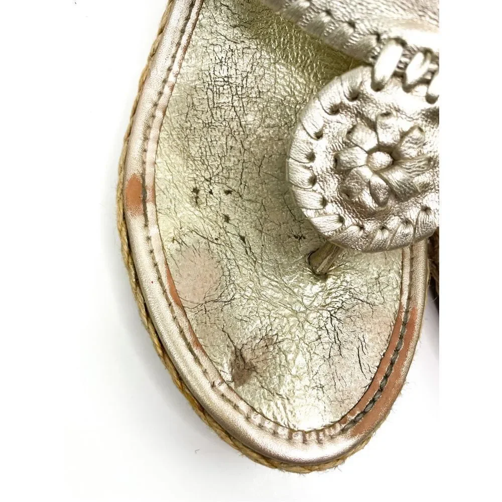 Jack Rodgers Marbella Wedge Sandal in‎ Platinum Gold Size 9M